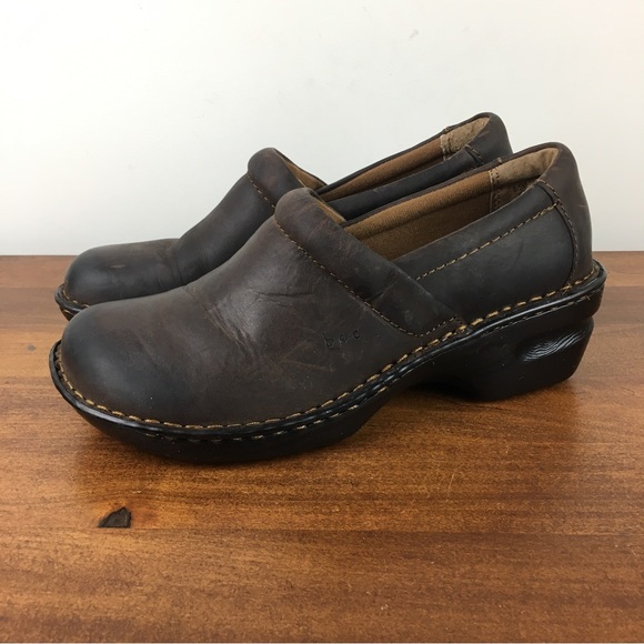 boc Shoes Boc Born Concept Peggy Brown Leather Slip On Clogs Shoes